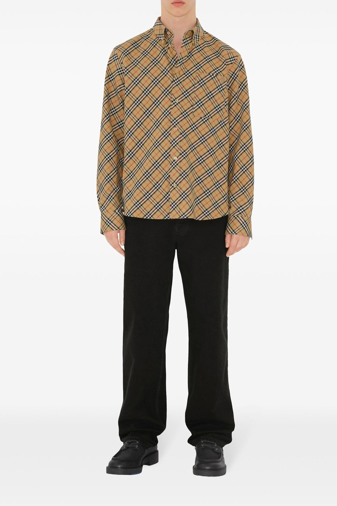 BURBERRY L check print cotton shirt