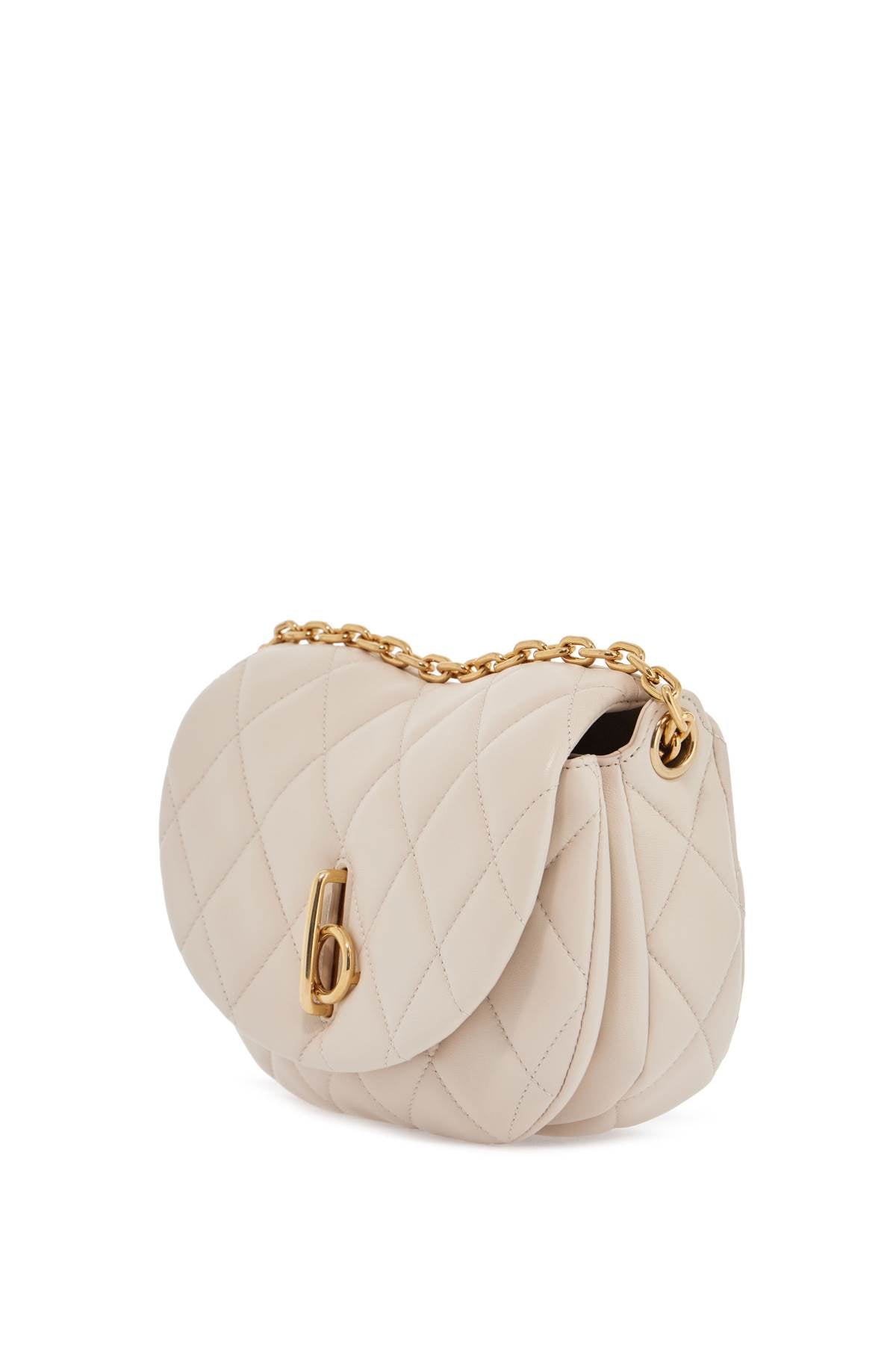 small beige quilted lambskin bag with golden chain