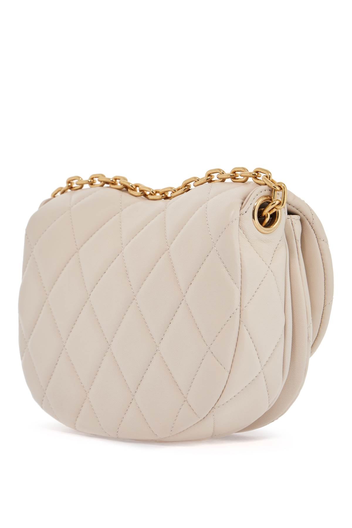 small beige quilted lambskin bag with golden chain