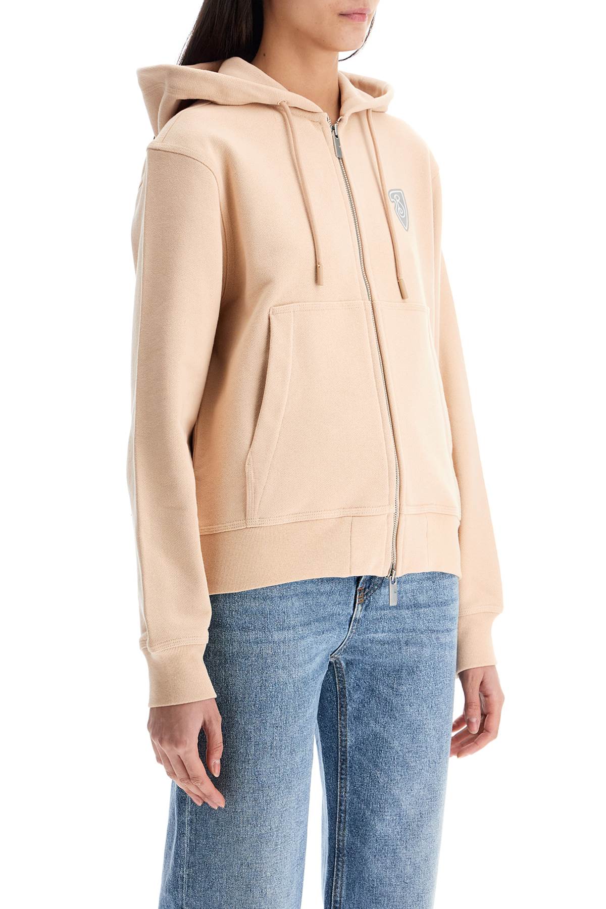 beige cotton hoodie with knight illustration