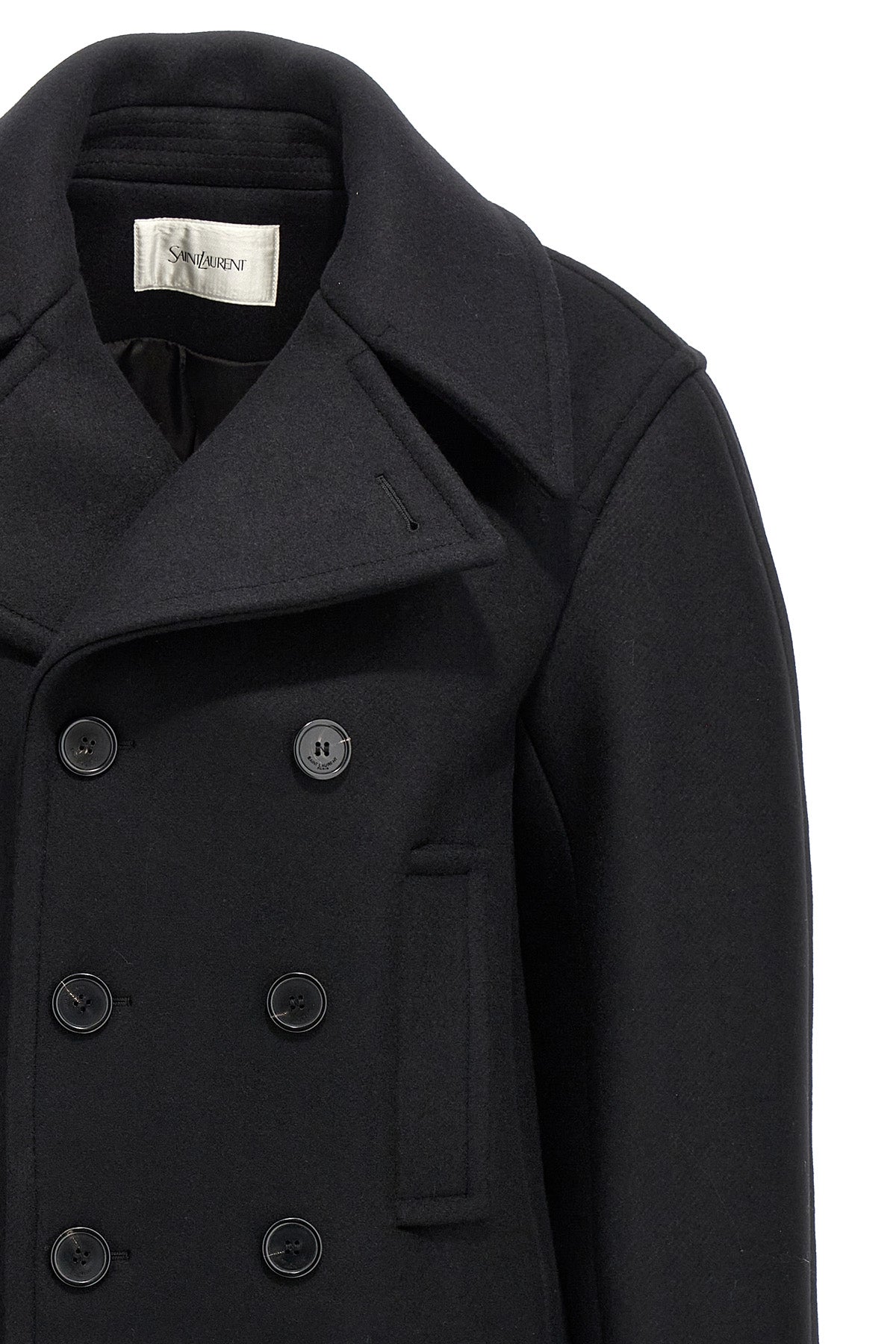 oversize double-breasted wool caban coat