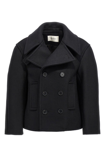 oversize double-breasted wool caban coat