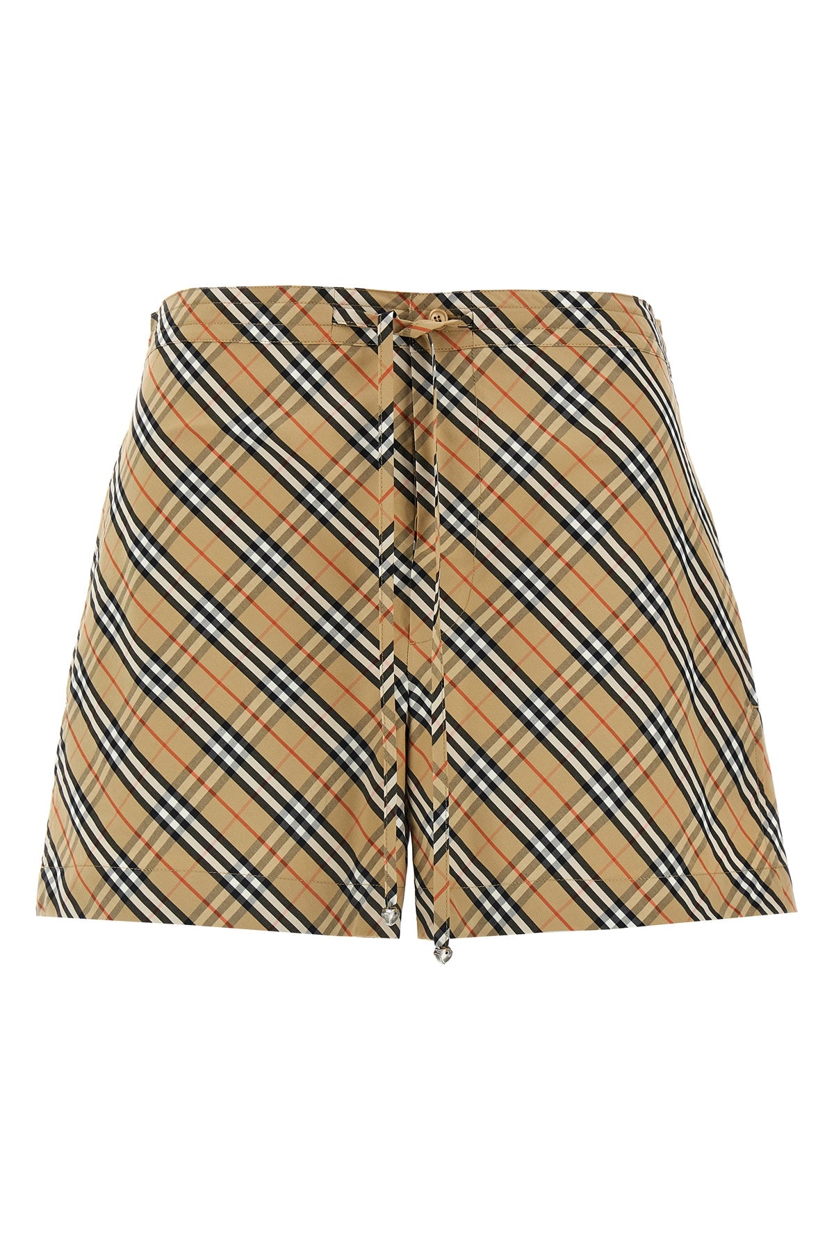 check print cotton shorts