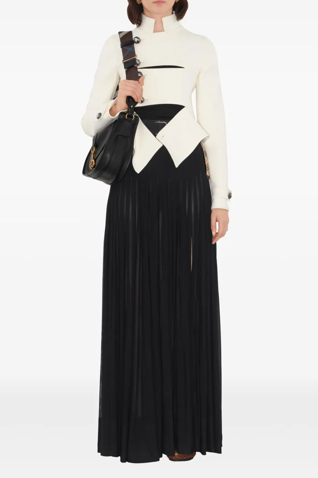 BURBERRY 6 long pleated skirt in semi-transparent viscose