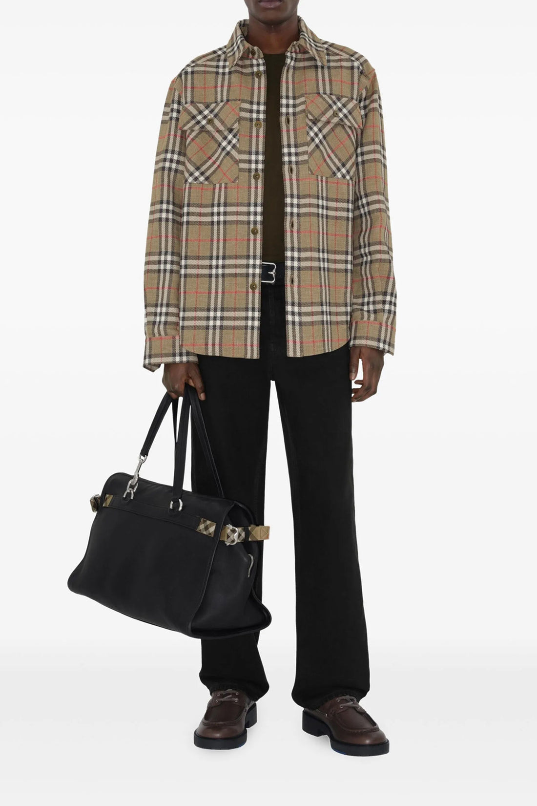 BURBERRY L burberry check double face cotton and linen blend shirt