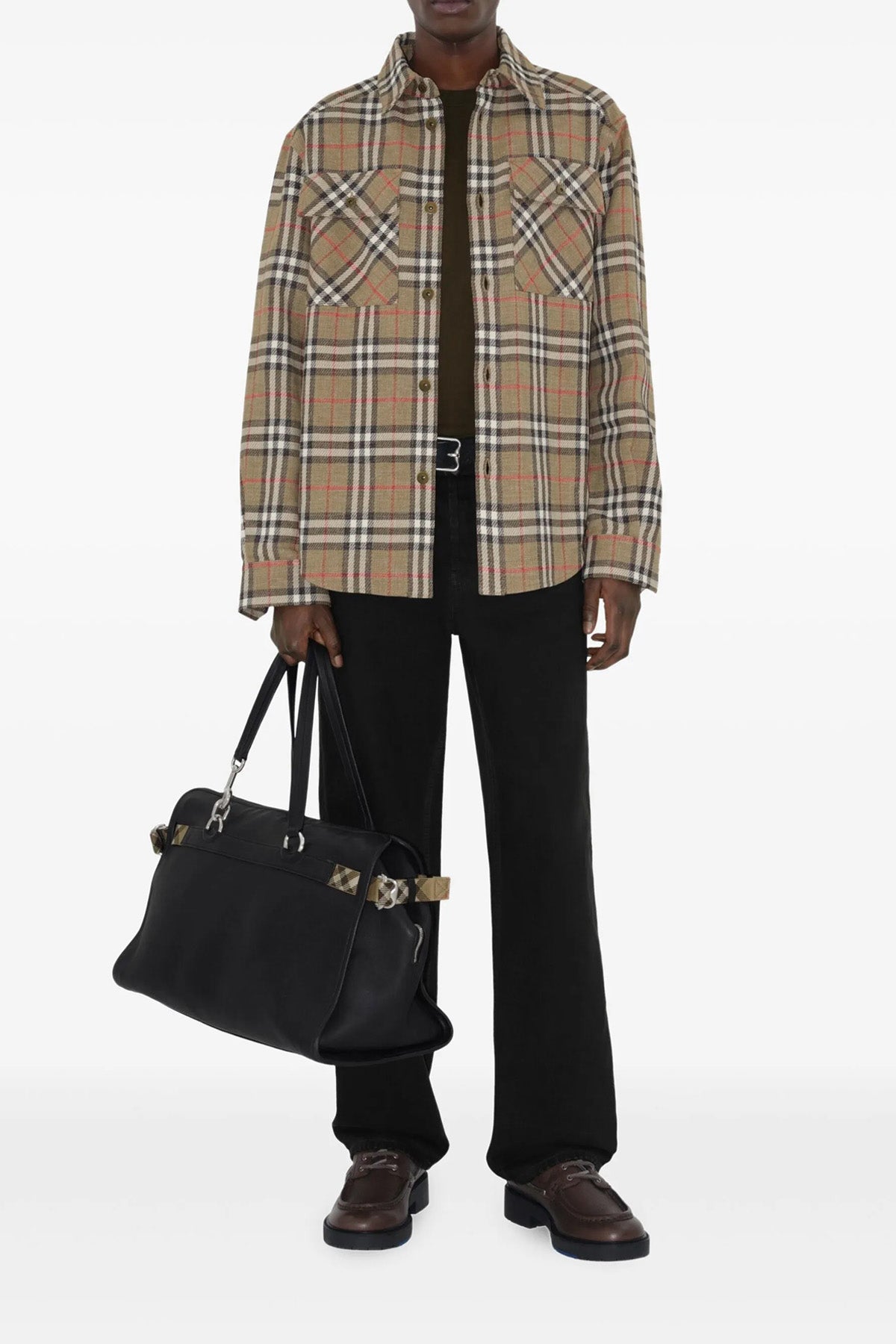 burberry check double face cotton and linen blend shirt