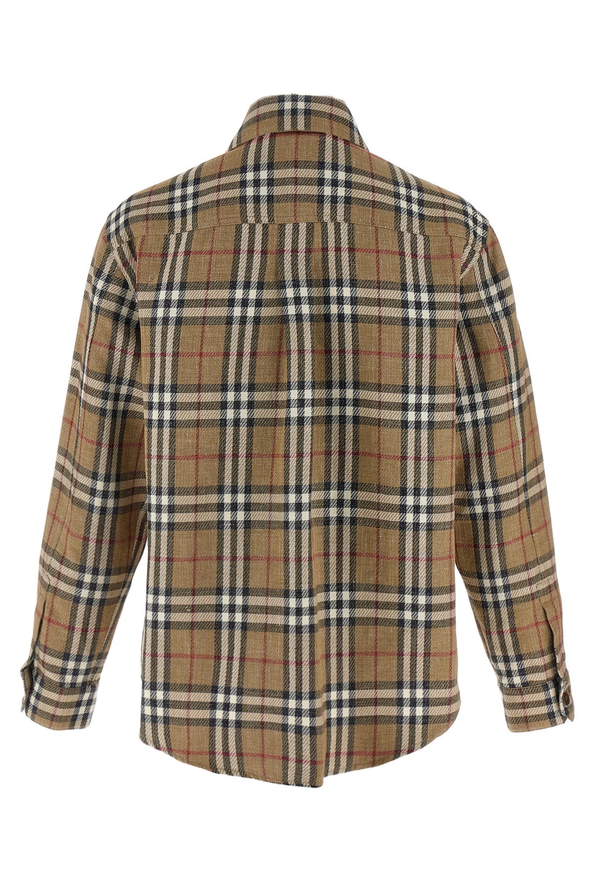 burberry check double face cotton and linen blend shirt