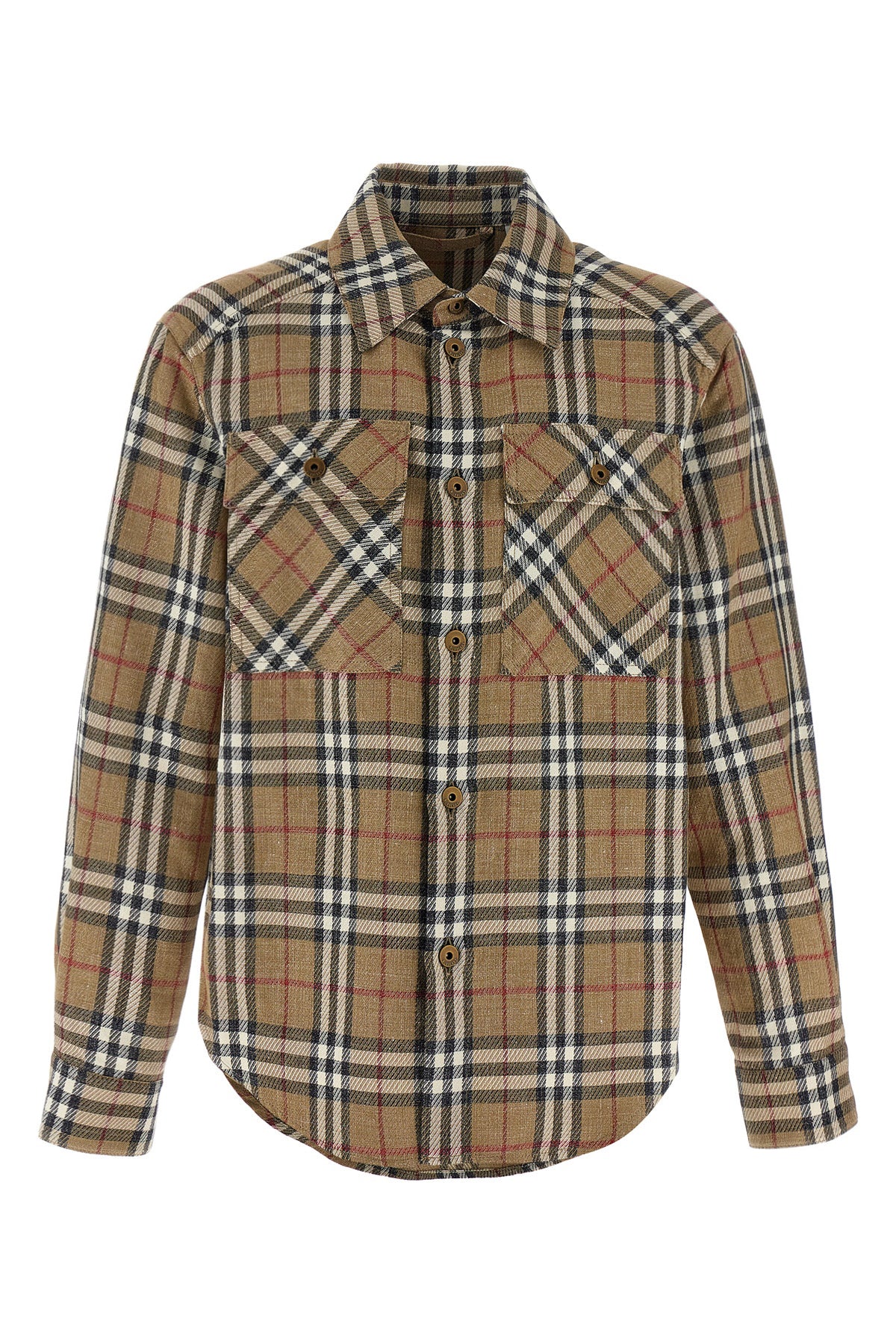 burberry check double face cotton and linen blend shirt