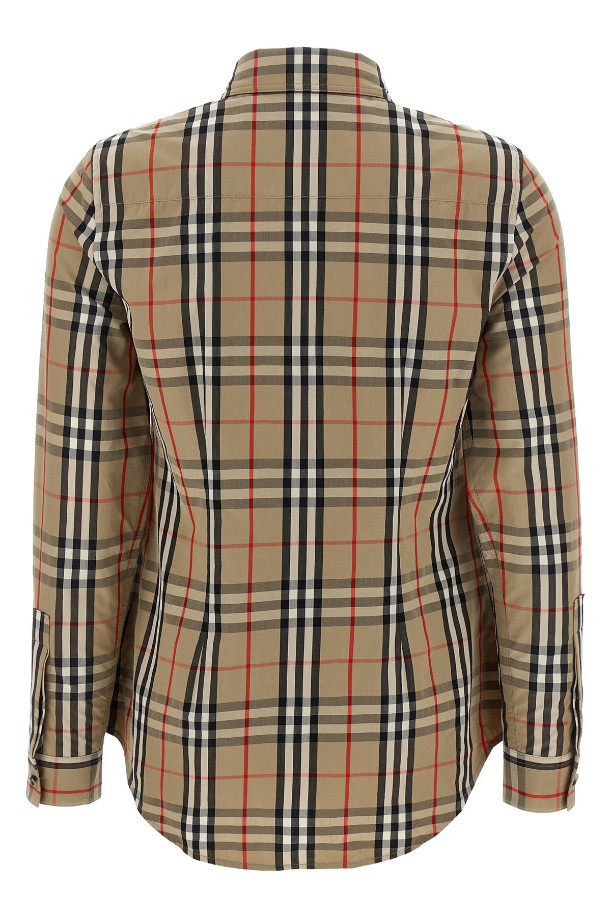 burberry check stretch cotton twill lapwing shirt