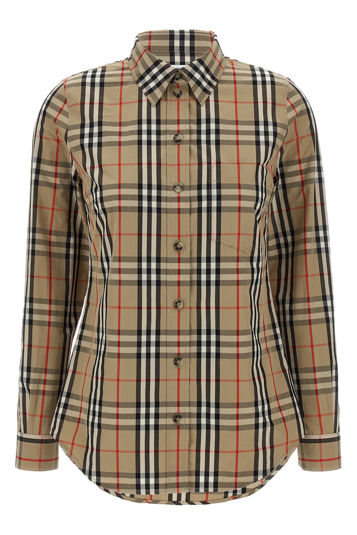 burberry check stretch cotton twill lapwing shirt