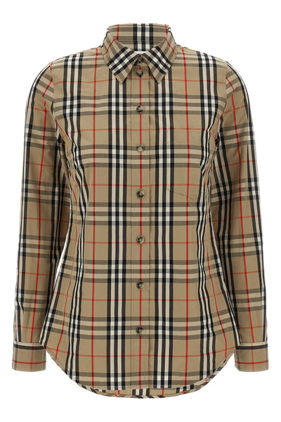 burberry check stretch cotton twill lapwing shirt