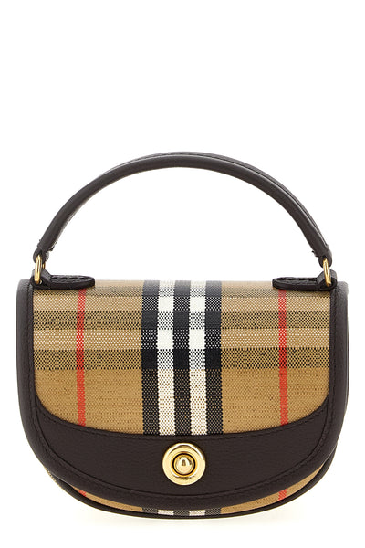 burberry check jacquard highlands cotton and linen blend mini handbag