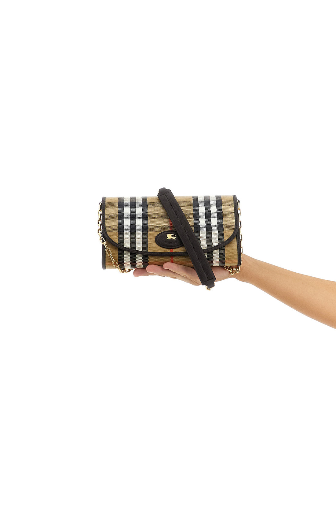BURBERRY OS highlands wallet on chain in check fabric