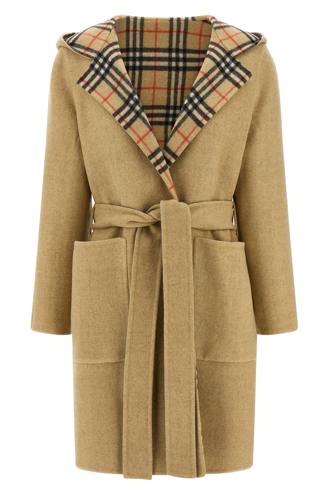 BURBERRY 6 reversible hampshire solid colour boiled wool coat