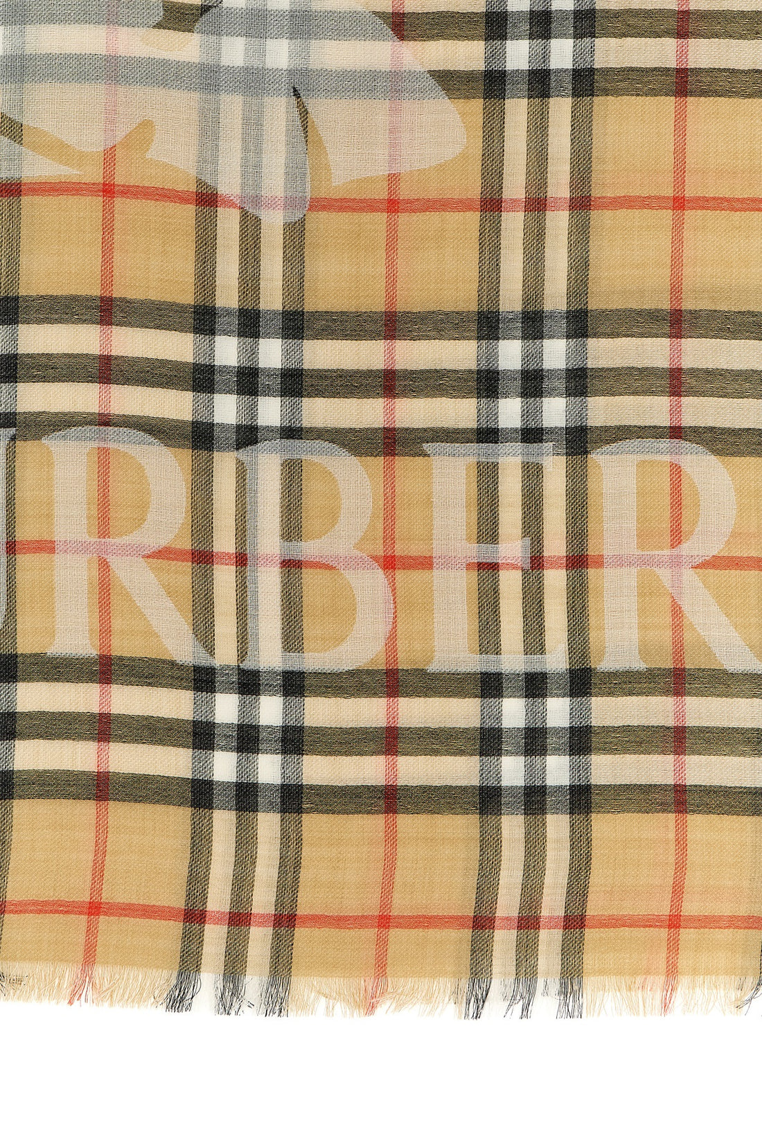 BURBERRY OS mulberry wool and silk blend scarf woven in burberry check