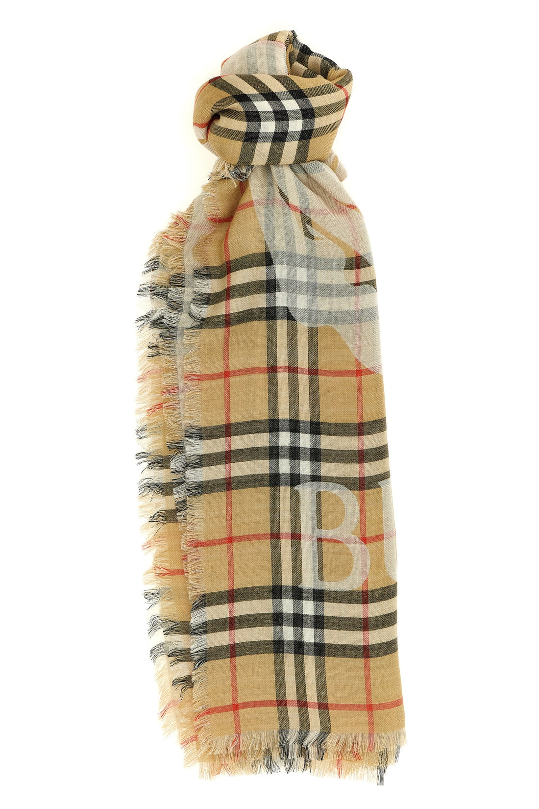 BURBERRY OS mulberry wool and silk blend scarf woven in burberry check
