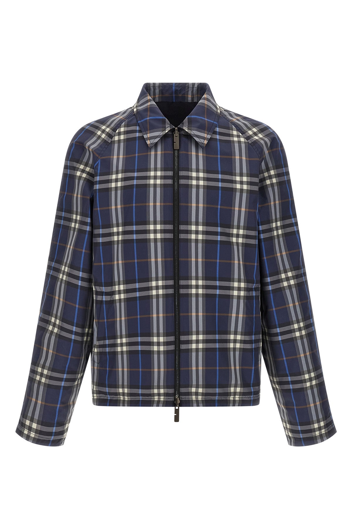 hodson reversible jacket in solid cotton and burberry check fabric