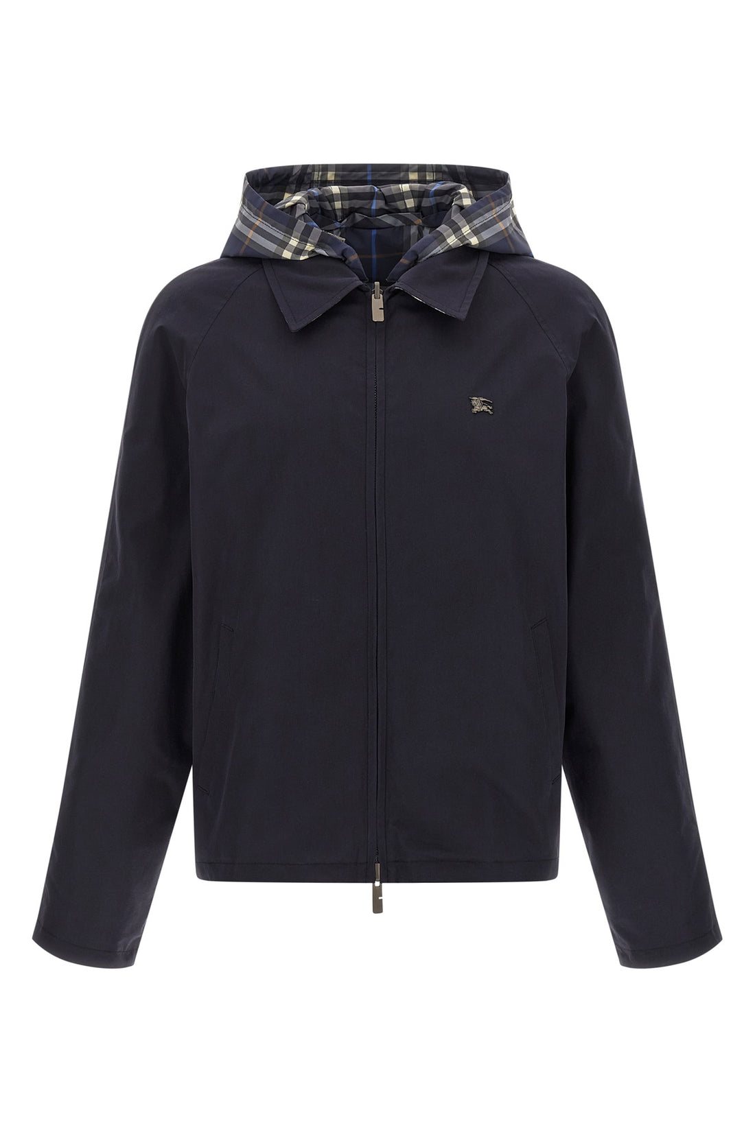 BURBERRY 48 hodson reversible jacket in solid cotton and burberry check fabric