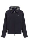hodson reversible jacket in solid cotton and burberry check fabric
