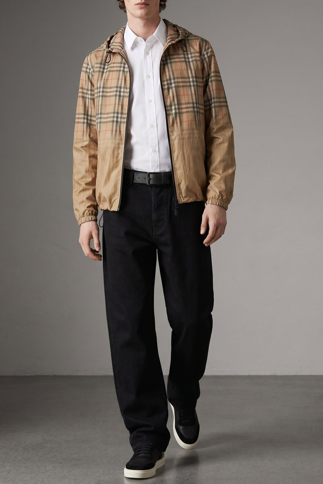 BURBERRY XL burberry check degradé viscose newport windbreaker