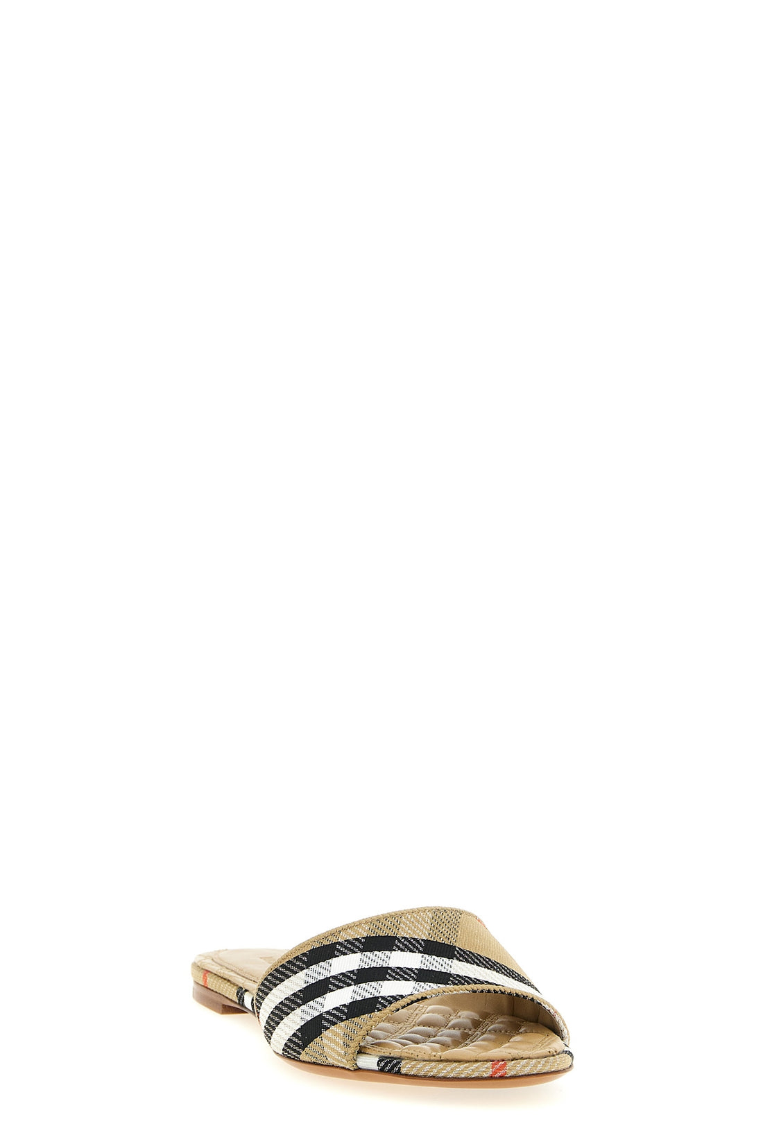BURBERRY 37 sloane slides in cotton blend woven
