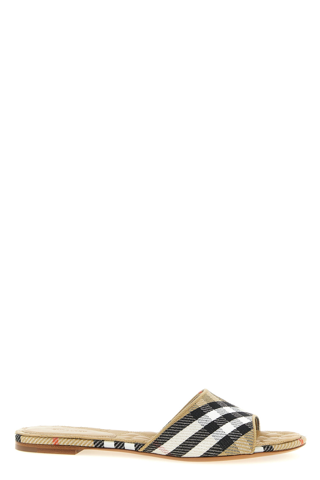 BURBERRY 37 sloane slides in cotton blend woven