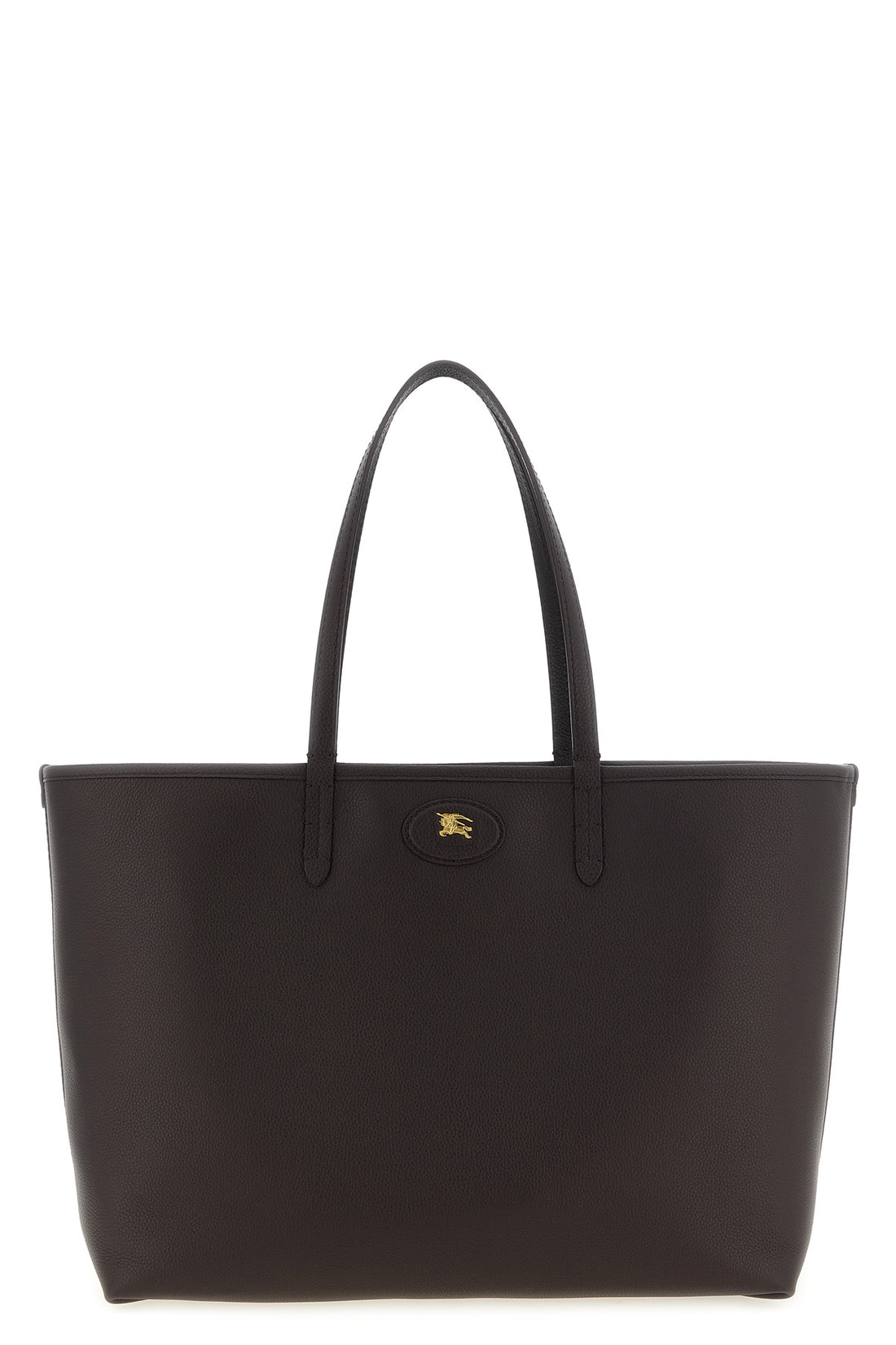 BURBERRY OS medium bloomsbury reversible shopping bag in grain calf leather and woven cott