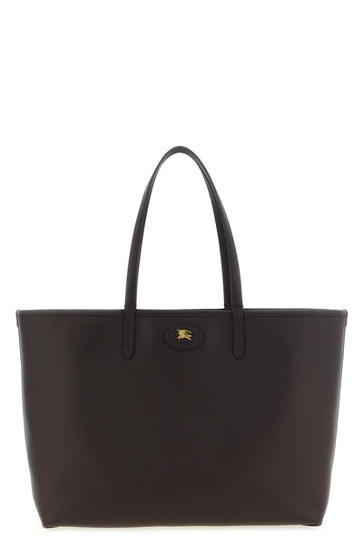 medium bloomsbury reversible shopping bag in grain calf leather and woven cott