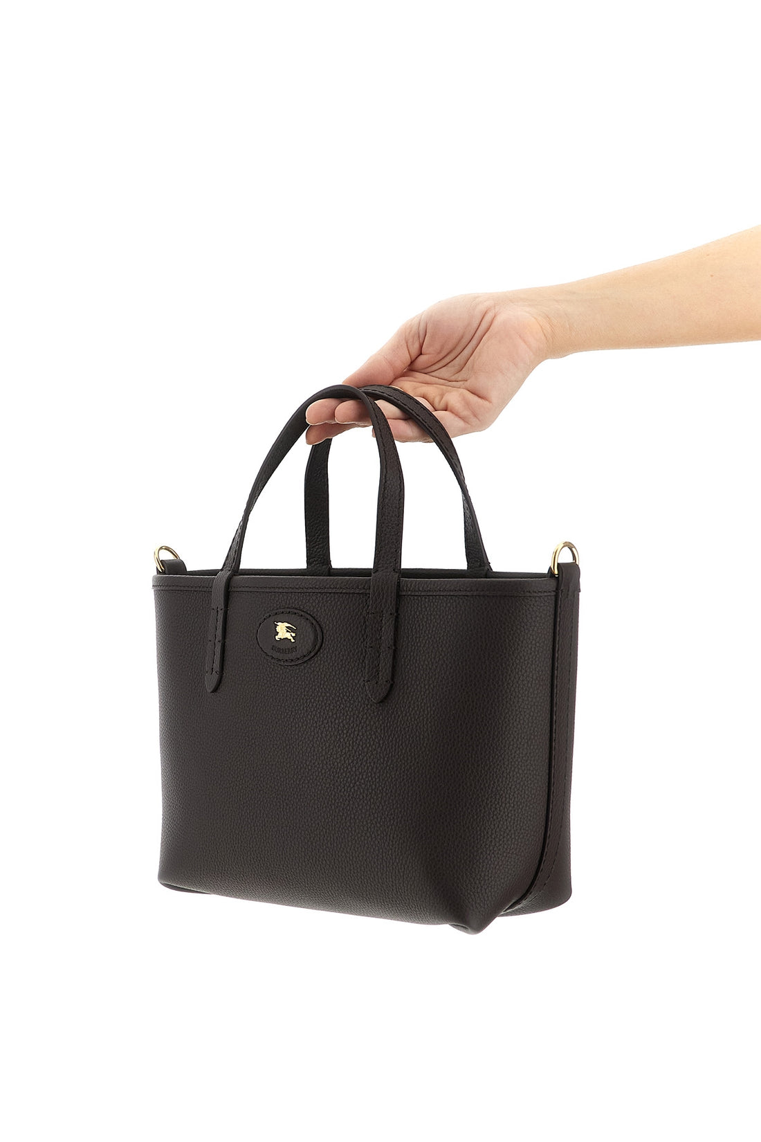 BURBERRY OS reversible bloomsbury mini handbag in grain calf leather and cotton blend and