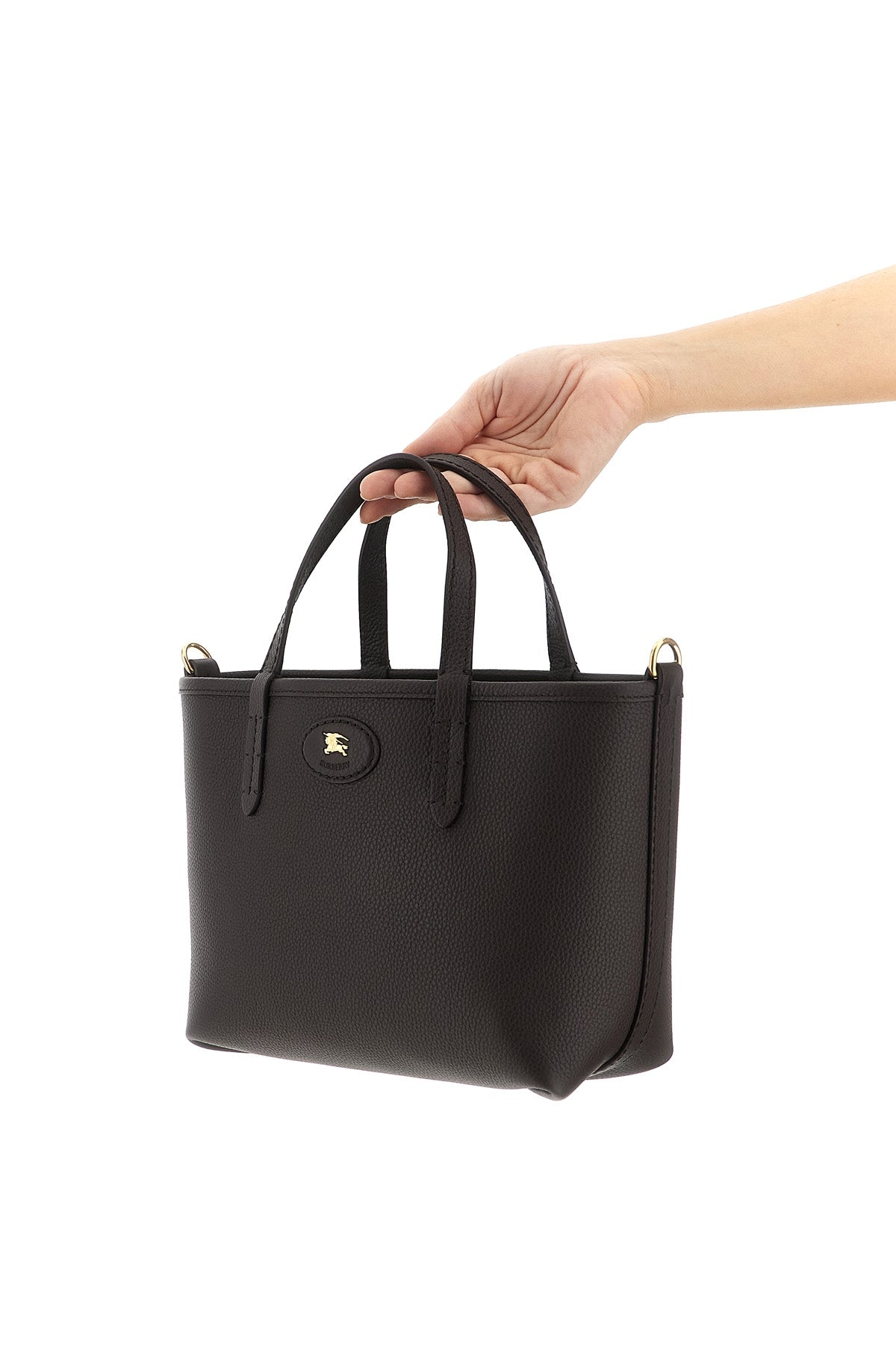 reversible bloomsbury mini handbag in grain calf leather and cotton blend and