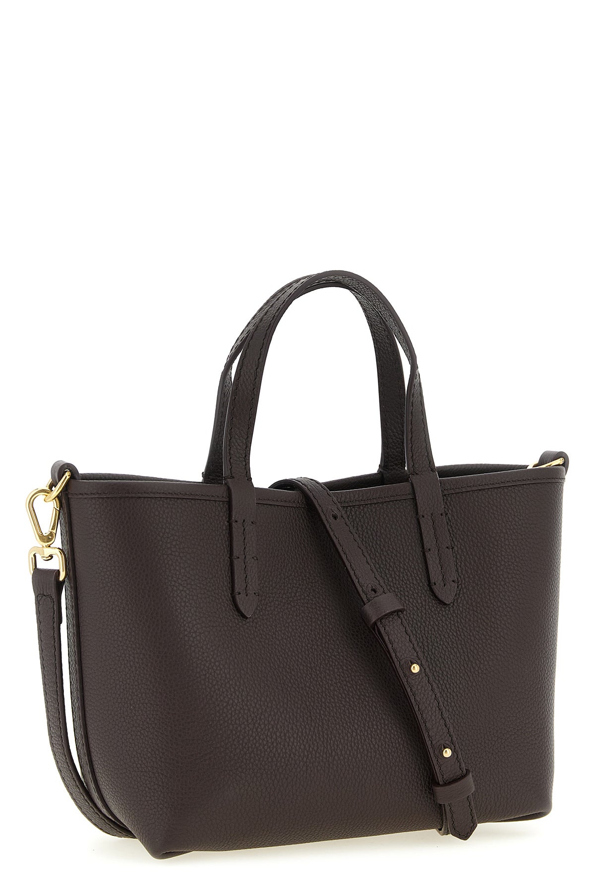 reversible bloomsbury mini handbag in grain calf leather and cotton blend and