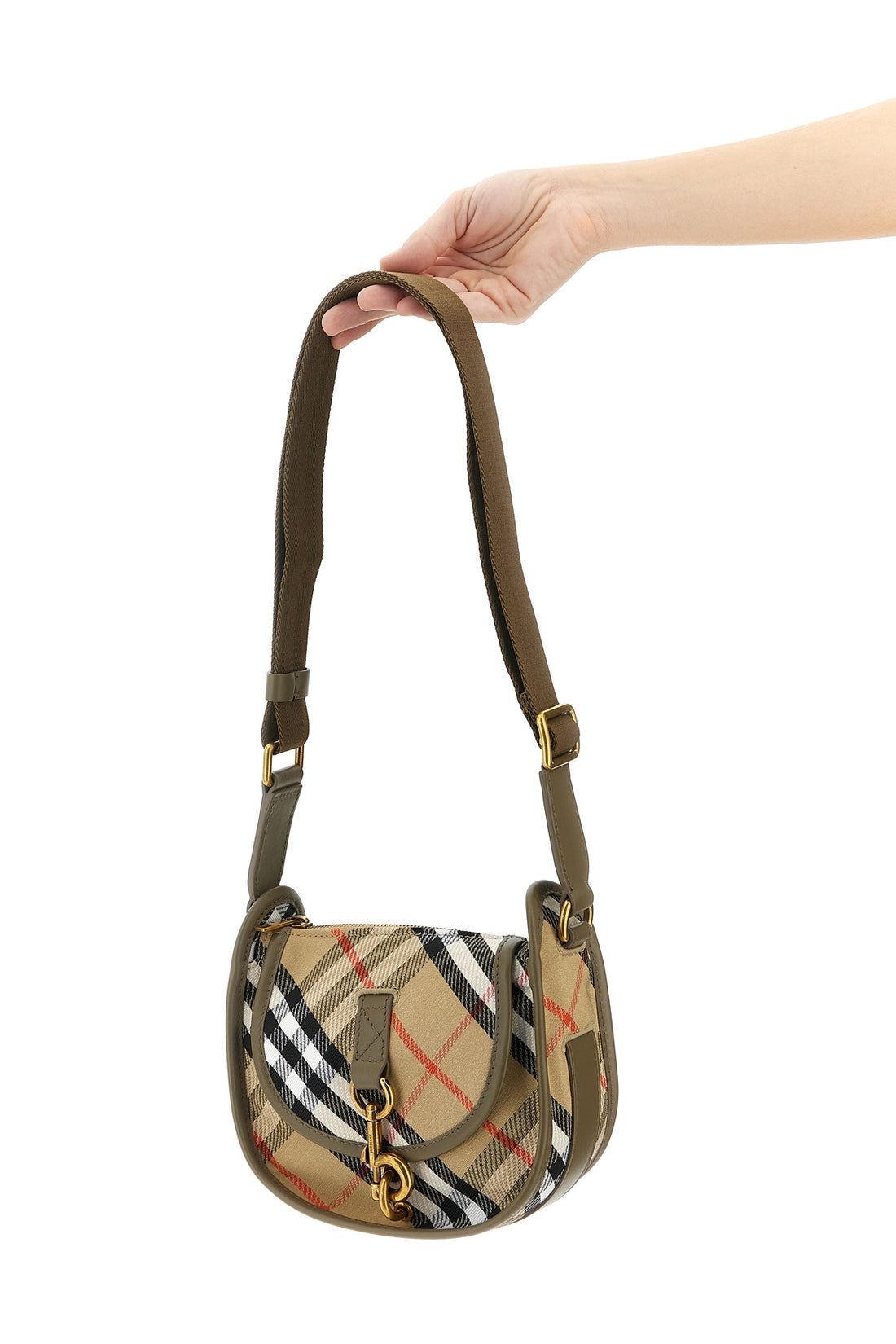 BURBERRY OS b clip mini crossbody bag in water-repellent cotton blend woven