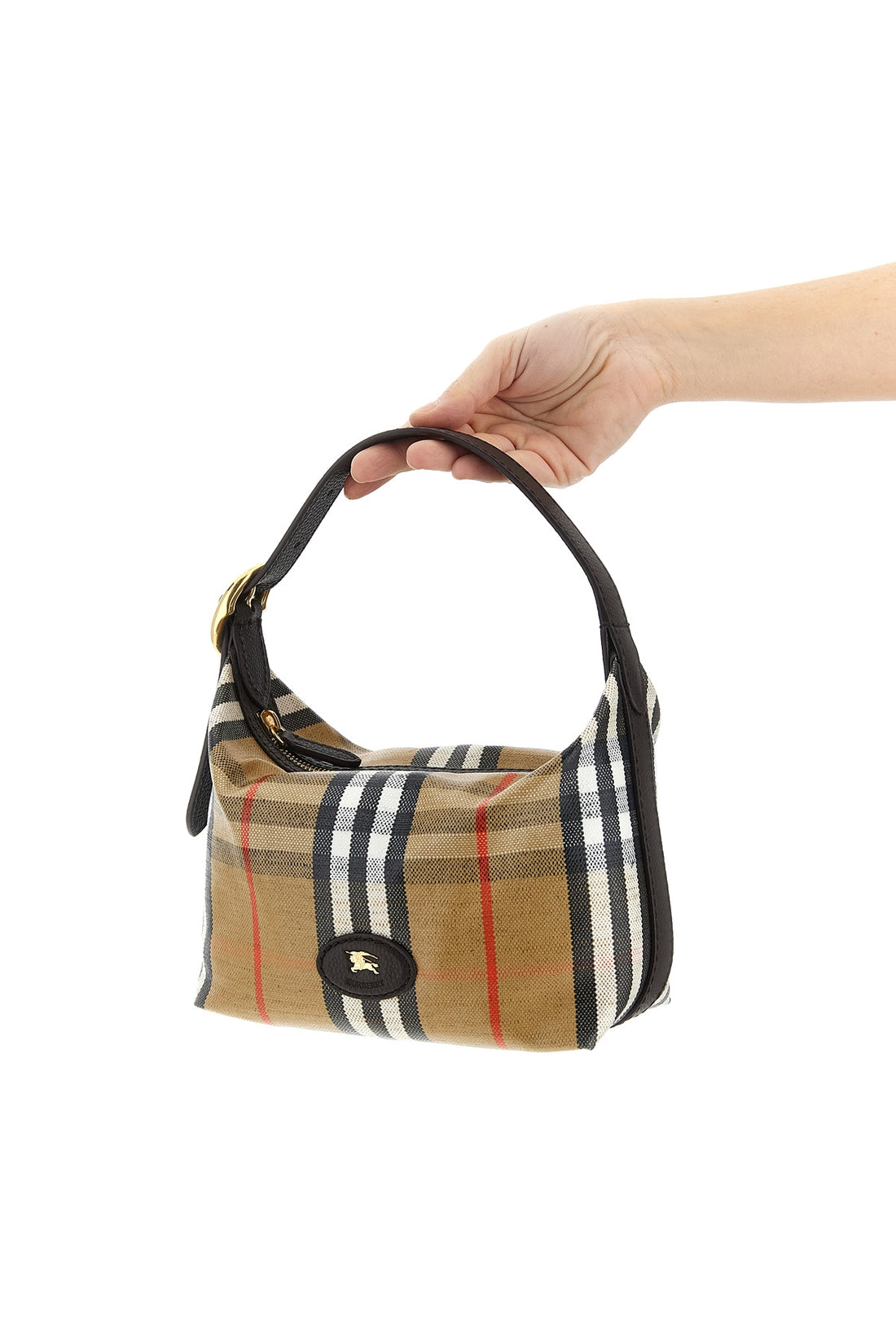 BURBERRY OS highlands duffle handbag in coated check fabric