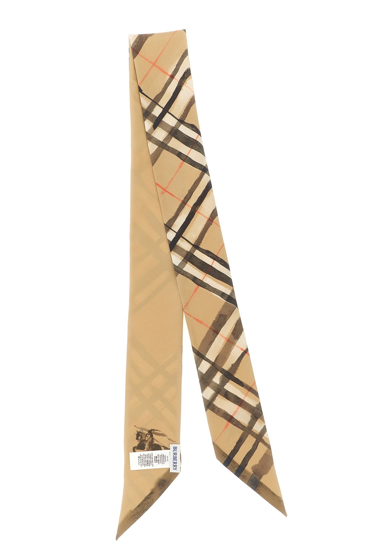 burberry check watercolour-effect thin wter col scarf in silk twill