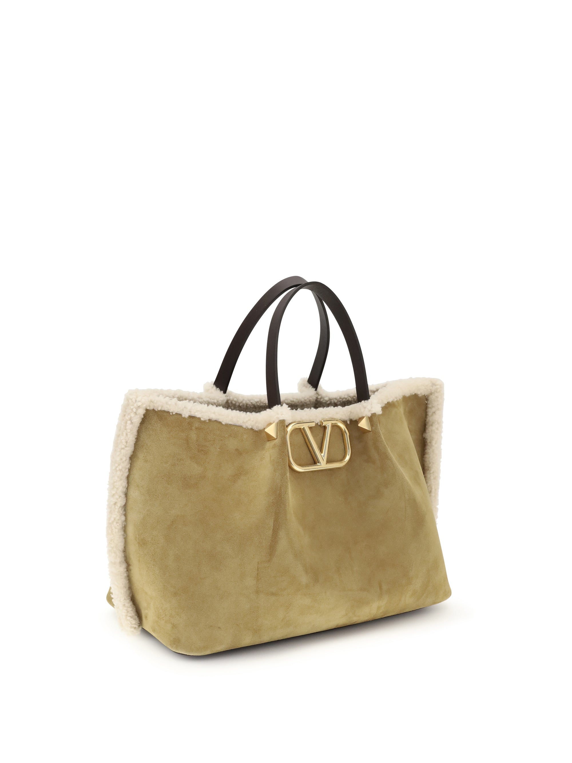 suede and sheepskin medium tote bag