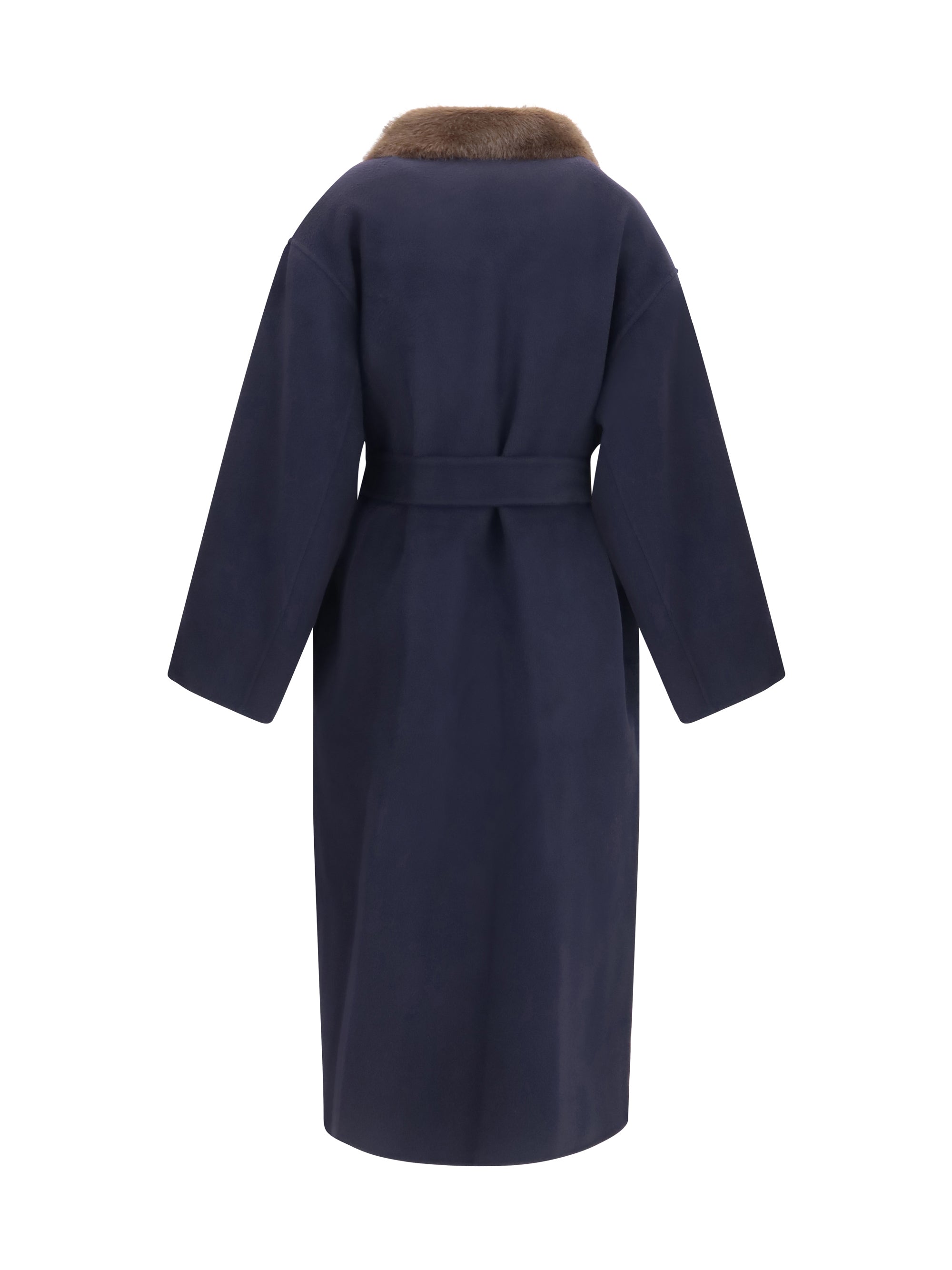 wool coat with fur collar and belt
