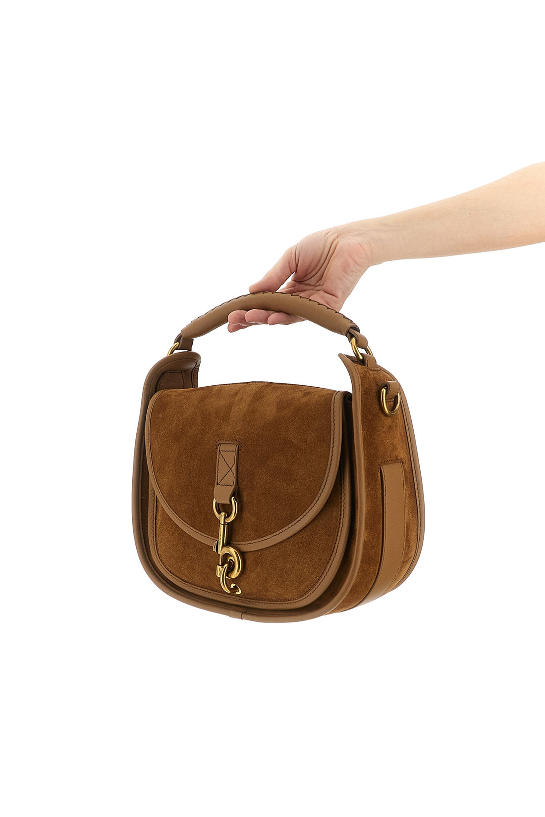 BURBERRY OS messenger b clip crossbody bag in frosted suede