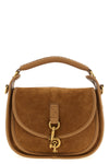 messenger b clip crossbody bag in frosted suede