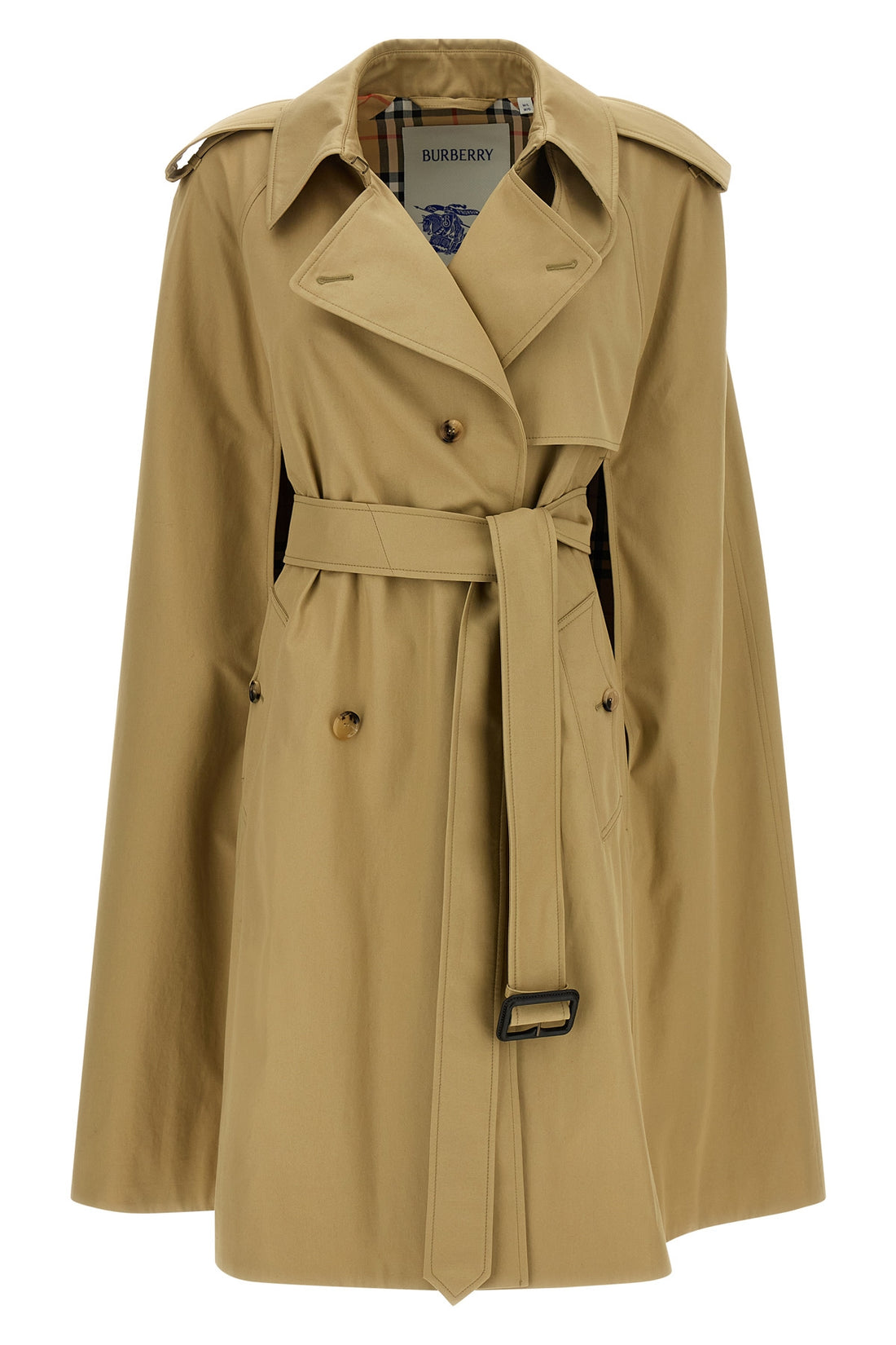 BURBERRY M-L bellemont double-breasted burberry check cape