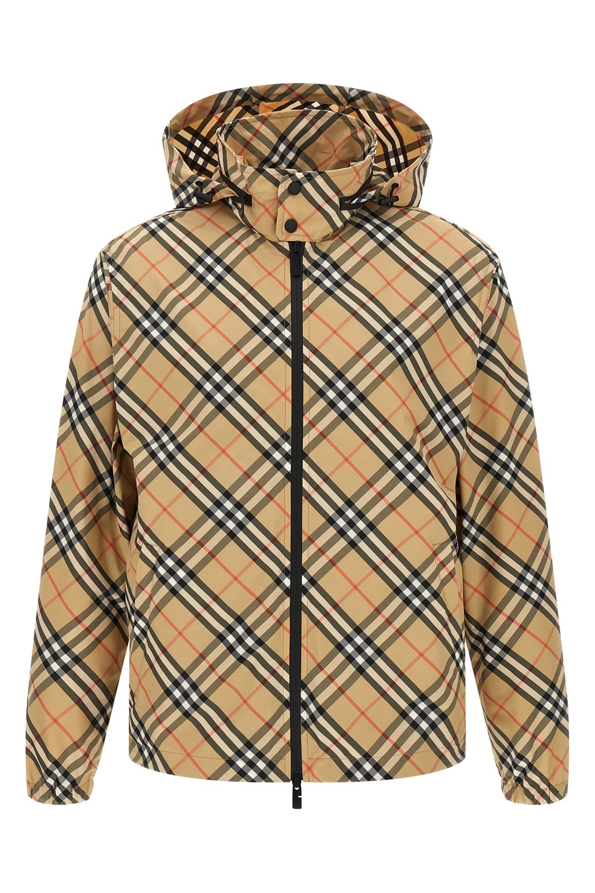 markham jacket in burberry check patterned technical fabric