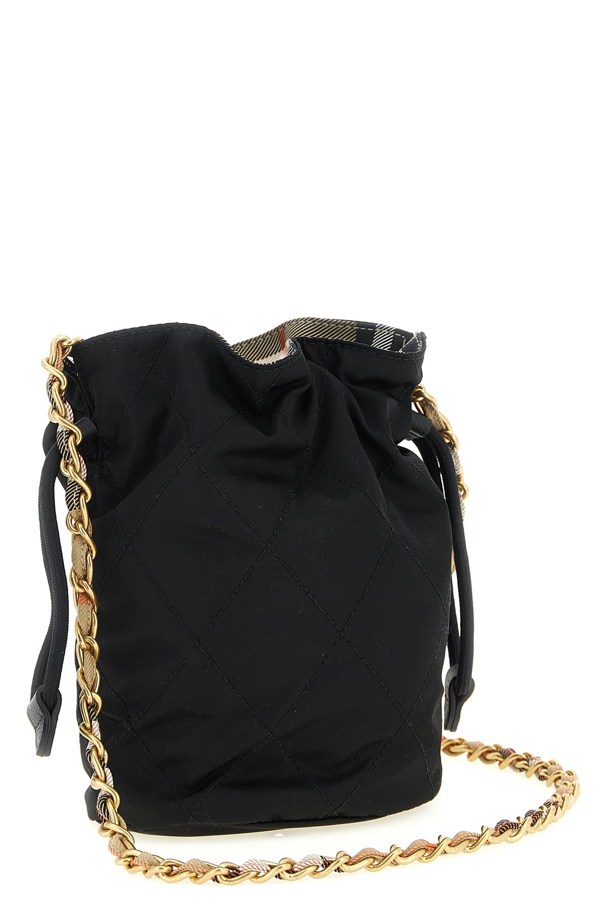 horseshoe quilted nylon clutch bag