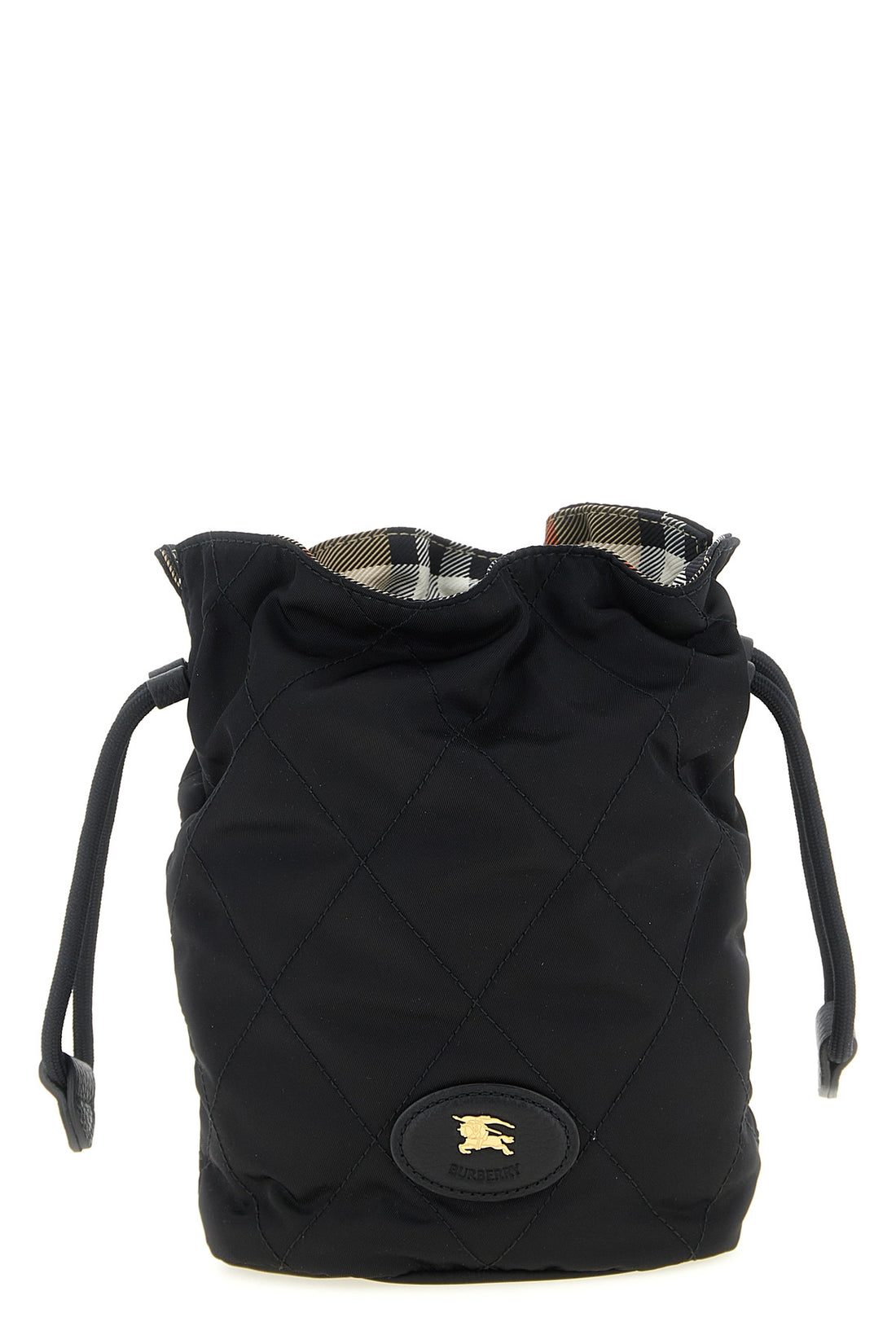 BURBERRY OS horseshoe quilted nylon clutch bag