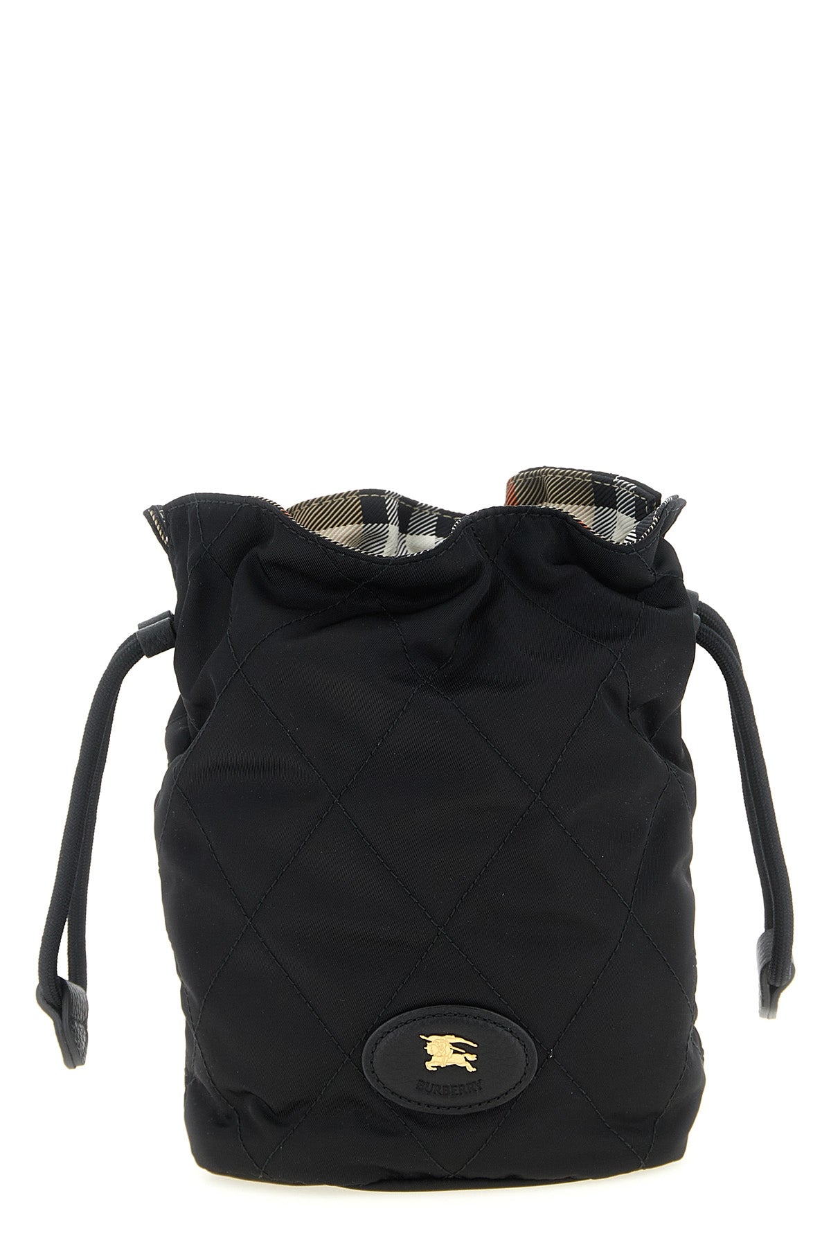 horseshoe quilted nylon clutch bag