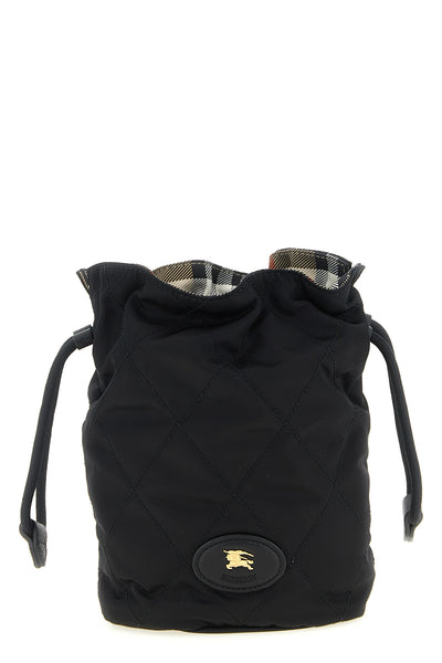 horseshoe quilted nylon clutch bag