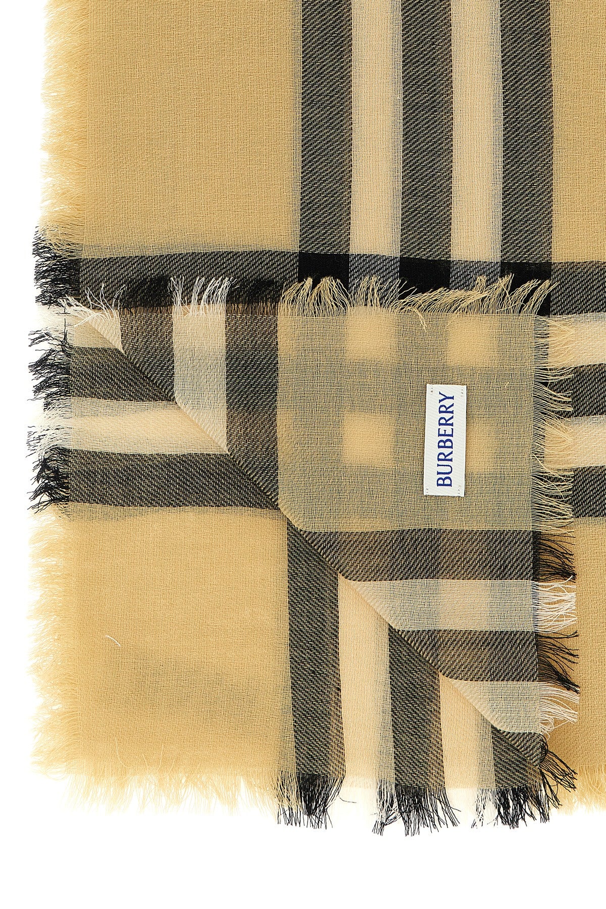 burberry check light wool muslin scarf
