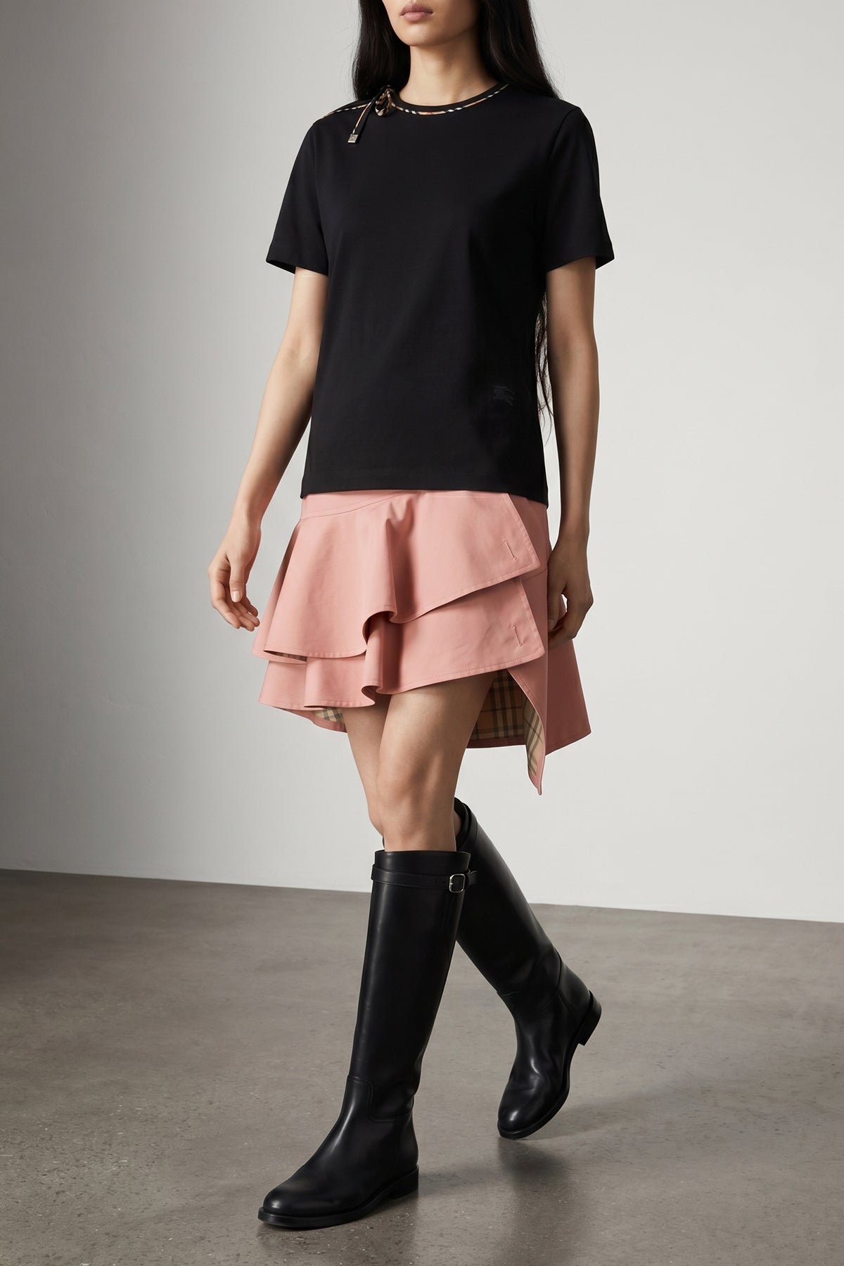 burberrys frankie bow t-shirt reinterprets a wardrobe classic through a conte