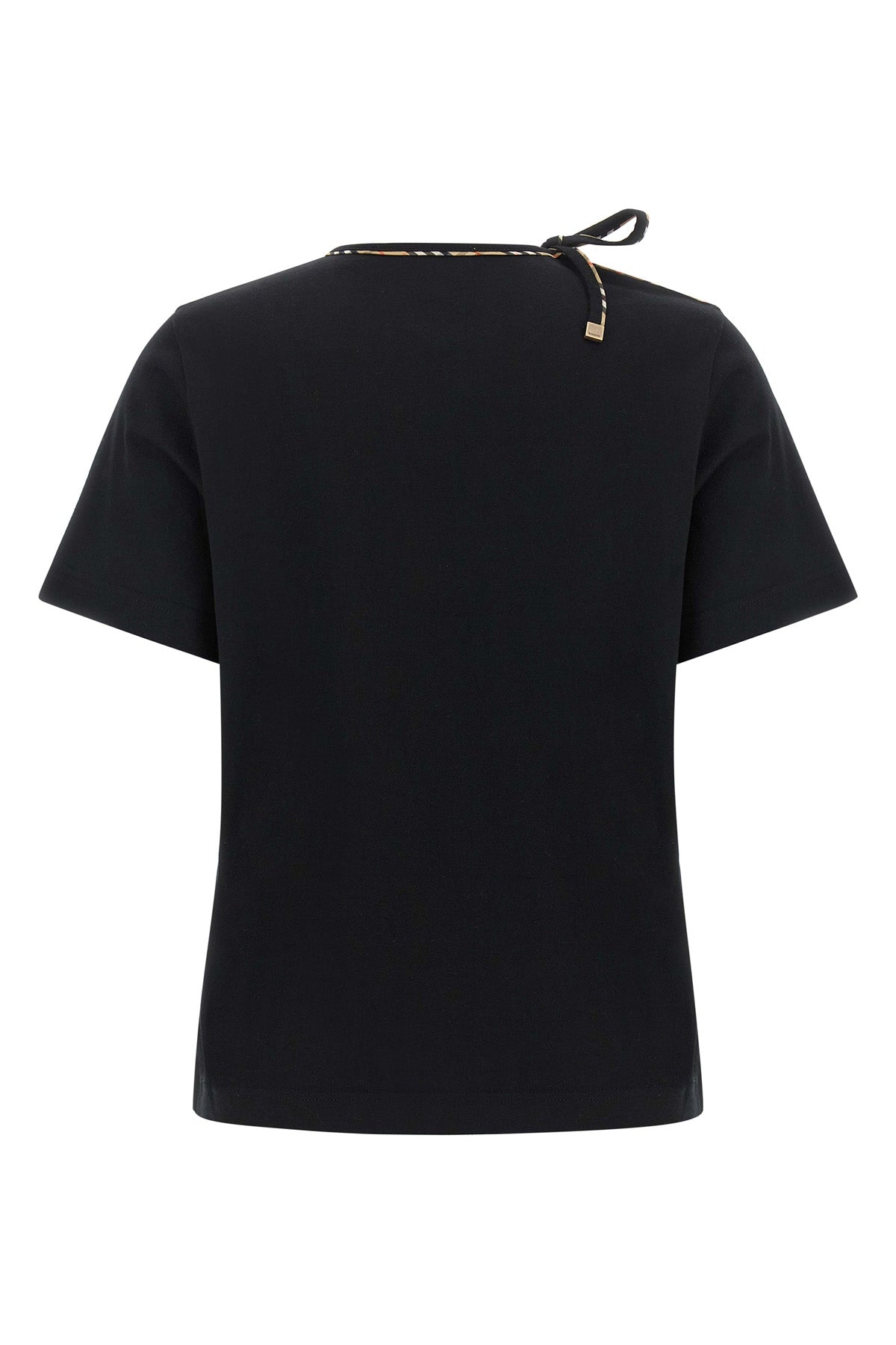 burberrys frankie bow t-shirt reinterprets a wardrobe classic through a conte