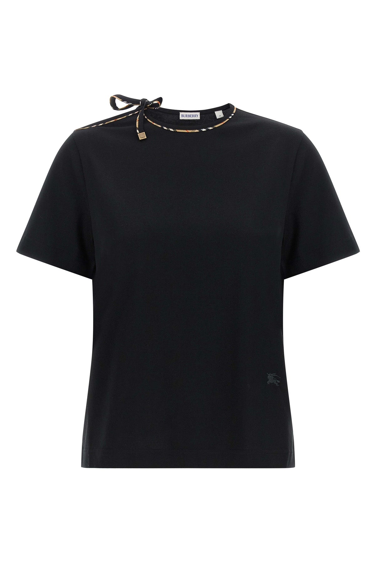 burberrys frankie bow t-shirt reinterprets a wardrobe classic through a conte