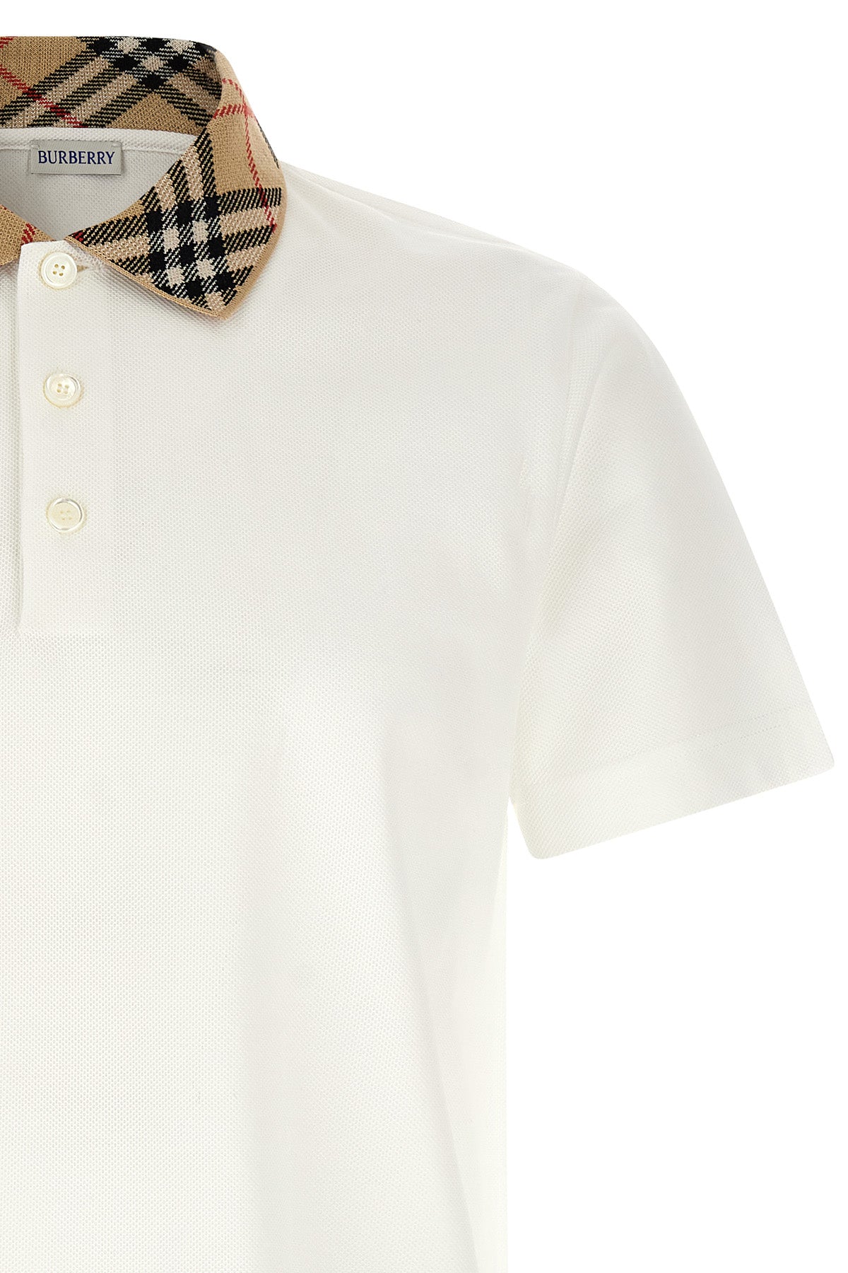 the burberry evan white cotton piqué polo shirt