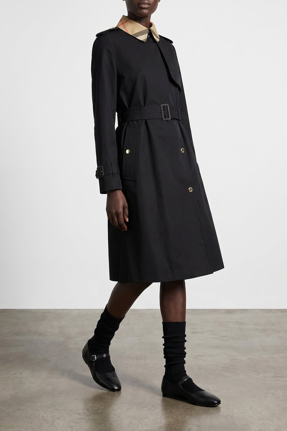 single-breasted long sandridge rain-resistant cotton gabardine trench coat